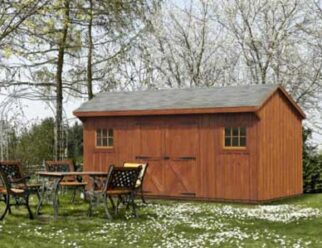 board and batton style wooden shed