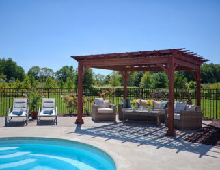 10’ x 12’ Traditional Wooden Amish Pergola With Mahogany Stain