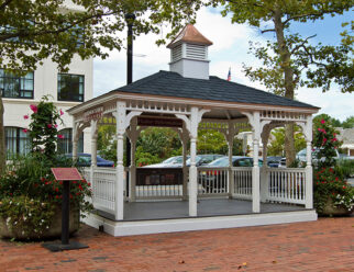 10'x14' Colonial Style White Vinyl Gazebo In A City Park