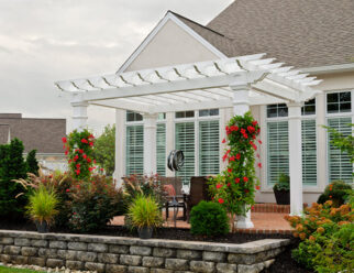 10’ x 12’ Artisan Style White Vinyl Amish Pergola With 8”x8” Square Posts