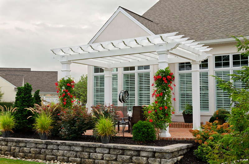 10’ x 12’ Artisan Style White Vinyl Amish Pergola With 8”x8” Square Posts