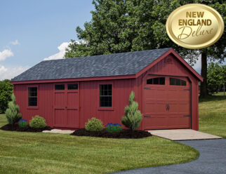 Red Wooden New England Deluxe Cape Cod Garage