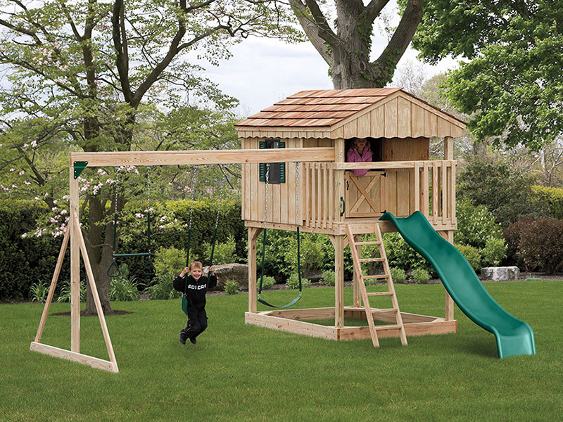 Vinyl Wood Swing Sets Kids Outdoor Entertainment Penn Dutch