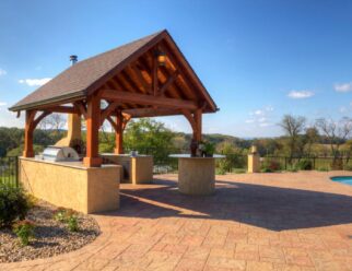 12’ x 14’ Cedar Wood Alpine Pavilion With Canyon Brown Stain With Pitch Roof With Brown Shingles