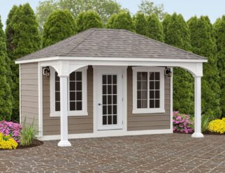 12’ x 16’ White Vinyl Villa Pavilion With Asphalt Shingles