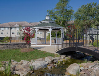 16; Octagon Country Style White Vinyl Gazebo With Garden Bridge Walkway