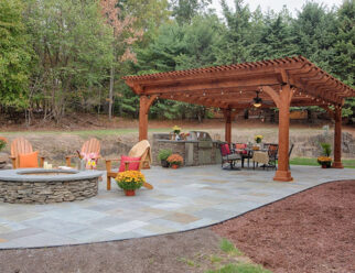 18’x22′ Kingston Style Amish Pergola with Canyon Brown Stain