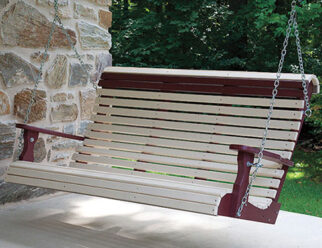 5′ Roll Back Two Tone Porch Swing 33″h x 65″w x 35″d