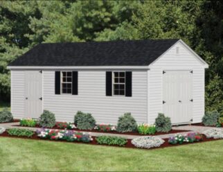 12’ x 24’ Cape Style Vinyl Shed with 7' Wall