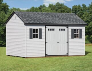 10’ x 16’ Cape Style Vinyl Shed with 7' Wall