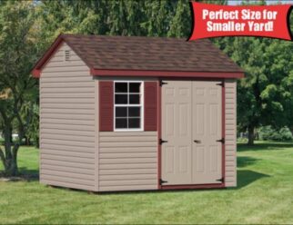 8’ x 10’ Cape Style Vinyl Shed with 7' Wall