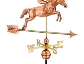 #1912P Jumping Horse& RiderDimensions: 33"L x18"H x 2¼"W Polished Copper