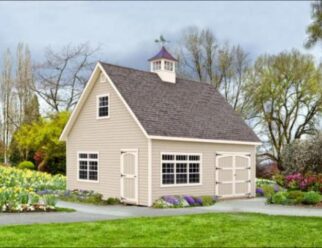 Two Story Tan Vinyl Elite A-Frame Big Barn With Copper Weathervane