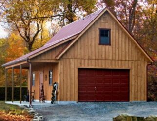 Two Story Board and Batten A-Frame Wooden Detached Garage