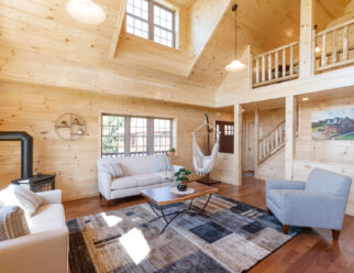 Downstairs Living Area of the 28×52 Mountaineer Deluxe Cabin