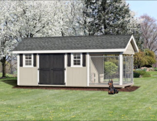 8x20 Grey Vinyl Outdoor Shed Dog Kennel Combo