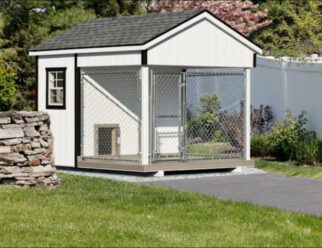 8 x 10 White Vinyl Single Cage Dog Kennel With Black Accents
