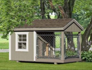 4x8 Traditional Single Cage Wooden Outdoor Dog Kennel