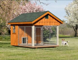 8x12 Elite Stained Wooden Dog Kennel