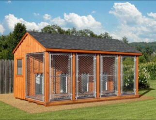 10x16 Three Cage Outdoor Dog Kennel