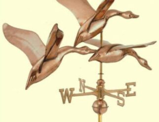 Estate Series Weathervane #524P 3 Geese in Flight, Dimensions: 42"L x 21"H x 30"W (wingspan), Polished Copper