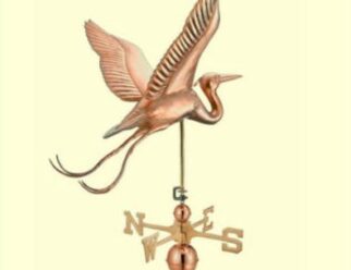 Estate Series Weathervane #654P Blue Heron - Dimensions: 34"L x 30"H x 34"W (wingspan) Polished Copper