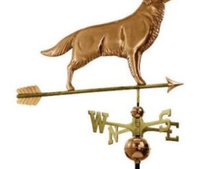 #644PA Golden Retriever w /Arrow Dimensions: 37"L x 20"H x 2”W Polished Copper