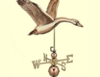 #9663P Feathered Goose Dimensions: 20"L x 23"H x 29"W (wingspan) Polished Copper