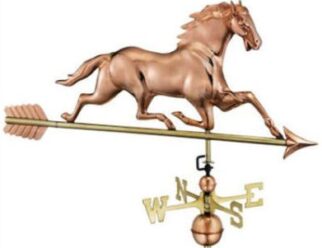 #580PA Horse w/ Arrow Dimensions: 45"L x 18"H x 4"W Polished Copper