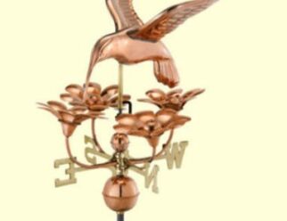 #913P Hummingbird w/ Flowers Figure: 15"L x 15"H x 20"W Directionals: 19"L x 8"H x 21"W