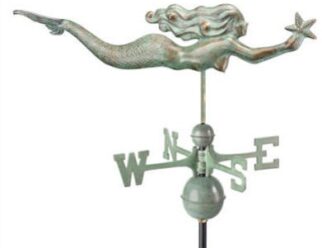 #966V1 Mermaid w/ StarDimensions: 31"L x11"H x 4"WBlue Verde Copper