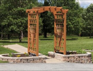ARB11 Summer Breeze 48” Round Top Arbor 48” Wide Opening ~ Shown in Cedar Poly 42” Deep ~ 54” Wide