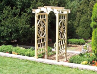 ARB12 Country Wheel 36” Round Top Arbor 36” Wide Opening ~ 42” Wide Panels 42” Deep ~ 42” Wide
