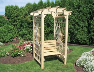 ARB13 Sundays 36” Round Top Arbor Shown with Optional Arbor Seat 42” Deep ~ 42” Wide