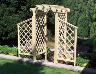 ARB10 Diamond 36” Round Top Arbor Shown with Optional Wing Panels 42” Deep ~ 98” Wide