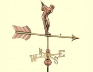#816P Golfer - Dimensions: 5"L x 13"H: Arrow 21"L (Polished Copper)