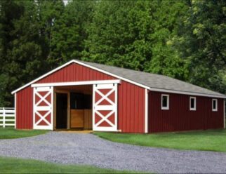 Modular – 30 x 36 Trailside Center Aisle Horse Barn