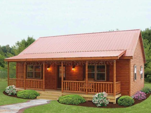 24’ x 36’ Musketeer Log Sided Cabin with a Full Length Porch