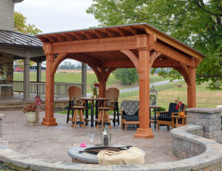 Cedar Wood 10 x 14 Santa Fe Pavilion In Backyard Patio