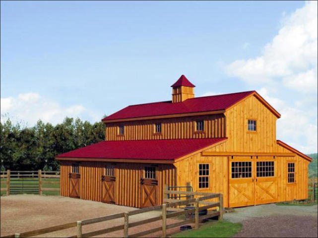 32' x 36' Monitor Style Horse Barn with Full Loft