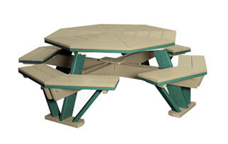 Pl-Ta-52o 52″ Octagon Table with Benches Attached