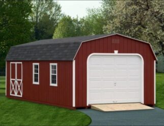 Single Red Wooden Dutch Style Garage