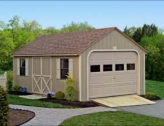 Wood Beige Garage With Beige Doors