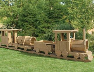 Model 900 - 4 Piece Train Set, Each Piece is About 7'1"x4'6"x5'6", Need Open Area of 4'x29'x6', Comes with Tracks, Bell, Steering Wheel, Bech Seats Inside Engine, Coal Car, and Caboose