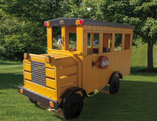 Model 800 - School Bus 14' Long Playset with 11 Seats and 56 sq. ft. of Play Deck, Steering Wheel, Stop Sign, and Seats