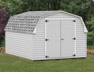 10'x12' Mini Barn in light grey with double doors