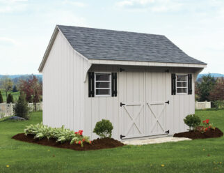 photo of a 10' x 12', Christiana Gray T-111 Cape style shed
