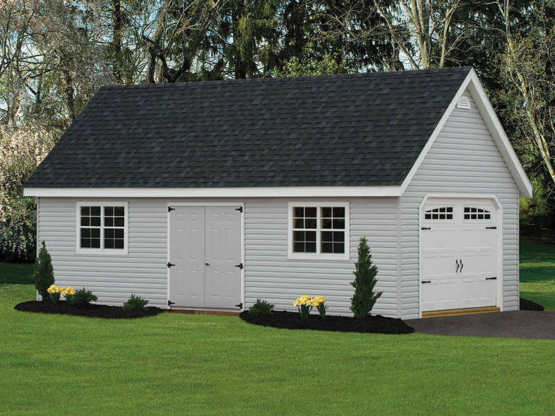 14'x30' - Chalet style shed in a wooded back yard