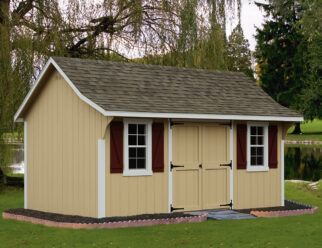 photo of a 10' x 16', Beige T-111 Elite Cape style shed