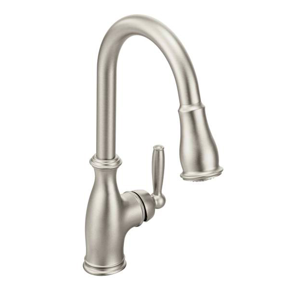 Brushed Nickel Spot Resistant Stainless Kitchen Faucet with Pull Down Sprayer